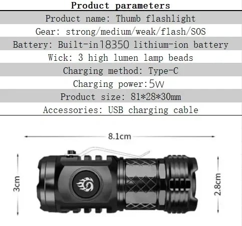 🔥 - Three-eyed Monster Mini Flash Super Power Flashlight