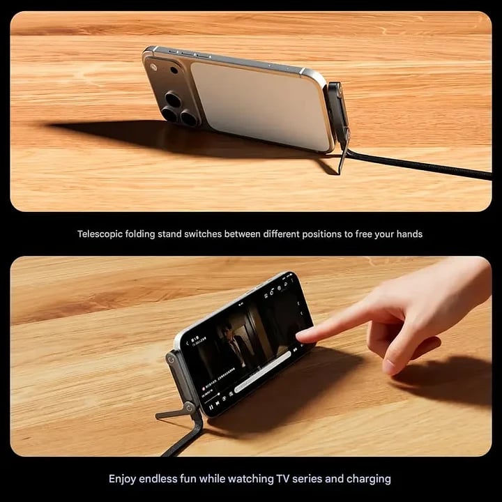 ⚡Official Authorized | MFi-Certified Cables🔥 2-in-1 Cable 240W Fast Charging with Phone Stand