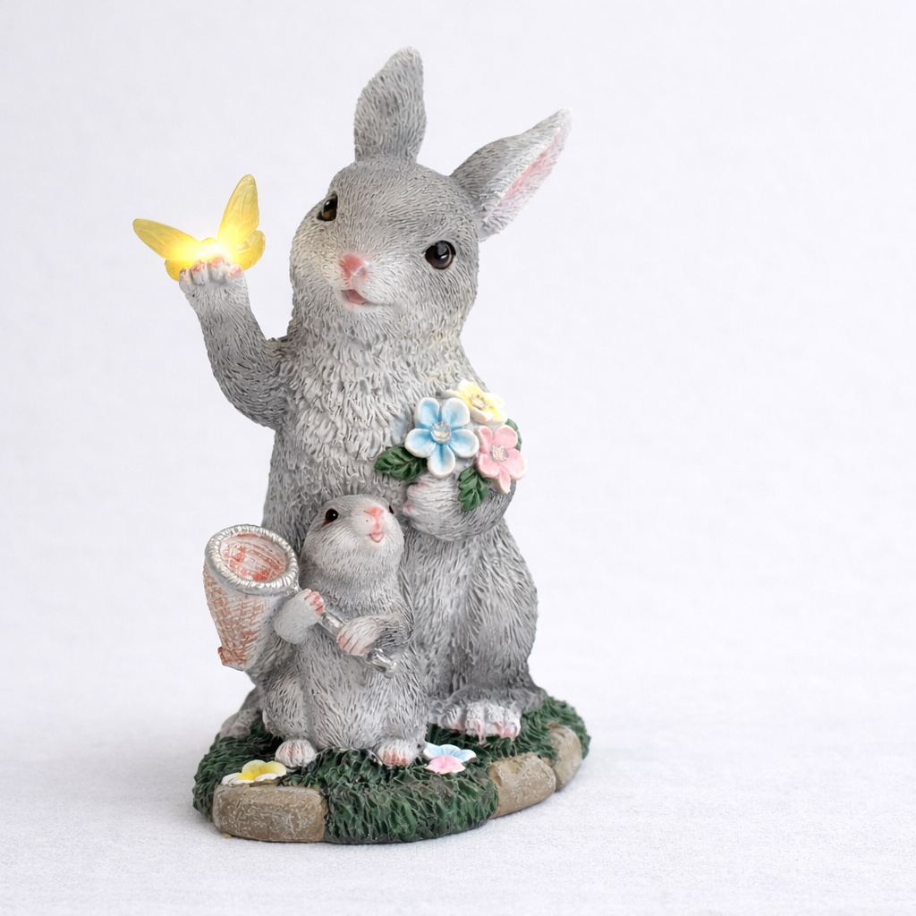 Solar Easter Bunny Garden Statue