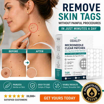 ODALIT® 2-in-1 Microneedle & Hydrocolloid Patch🍀| Removes Raised Moles, Acne, Flat Warts & Skin Tags | Helps Improve Wrinkles, Scars & Blemishes | Invisible Patches for Face & Body