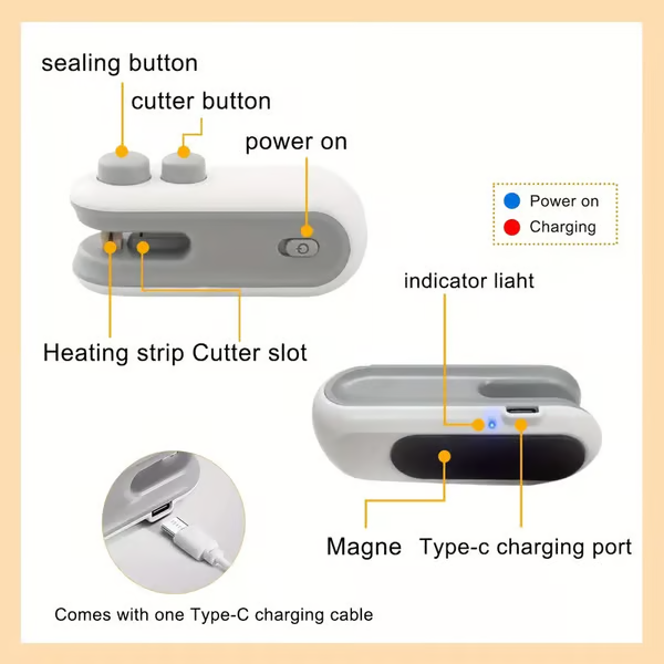 🔥Mini Bag Sealer with Cutter and Magnet